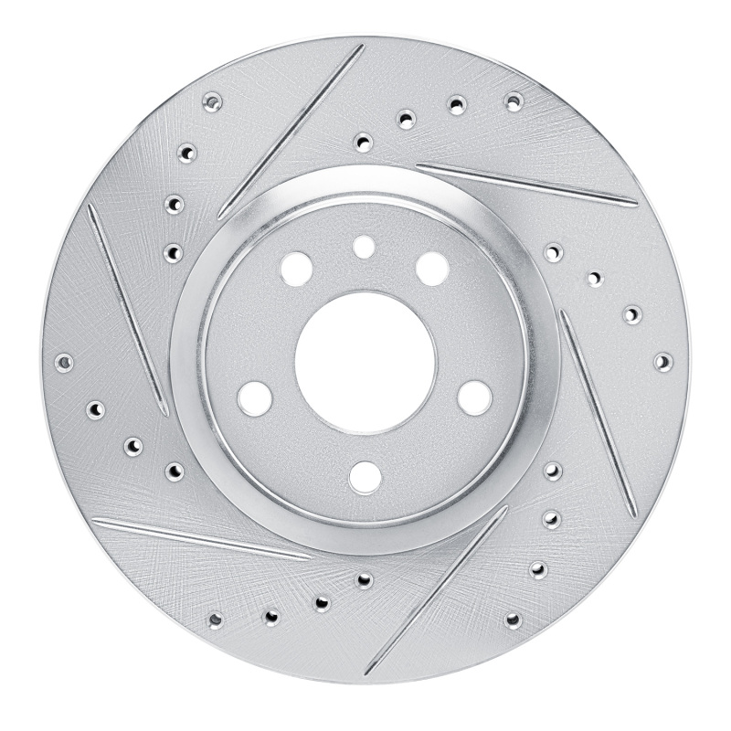 R1 94-95 Alfa Romeo 164 Front Left Drilled & Slotted Silver Brake Rotor