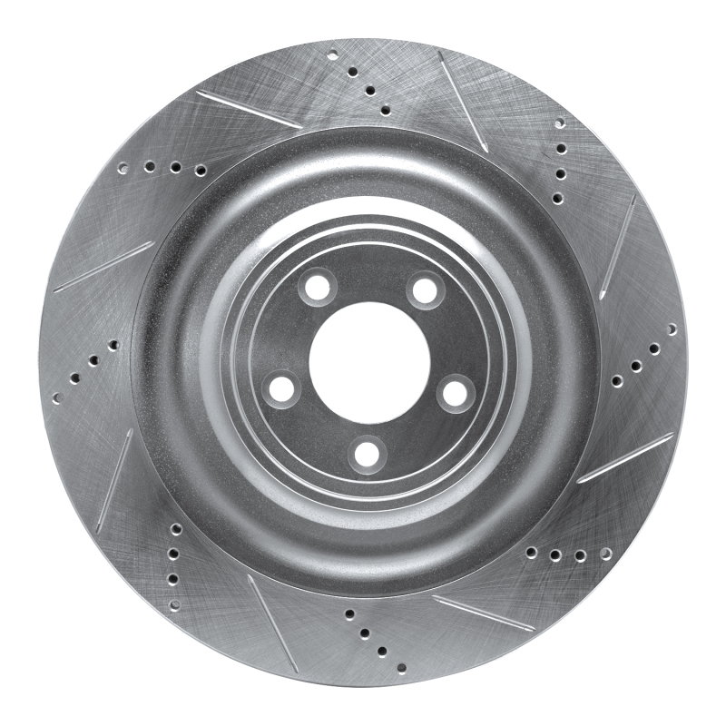 R1 08-09 Jaguar XKR Left Front Drilled & Slotted Silver Brake Rotor