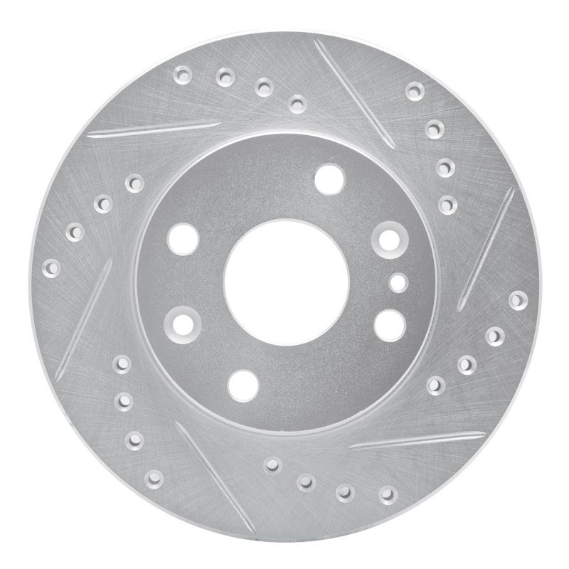 R1 94-02 Ford ASPIRE Front Right Drilled & Slotted Silver Brake Rotor