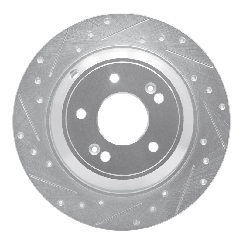 R1 18-23 Genesis G70 Rear Left Drilled & Slotted Silver Brake Rotor