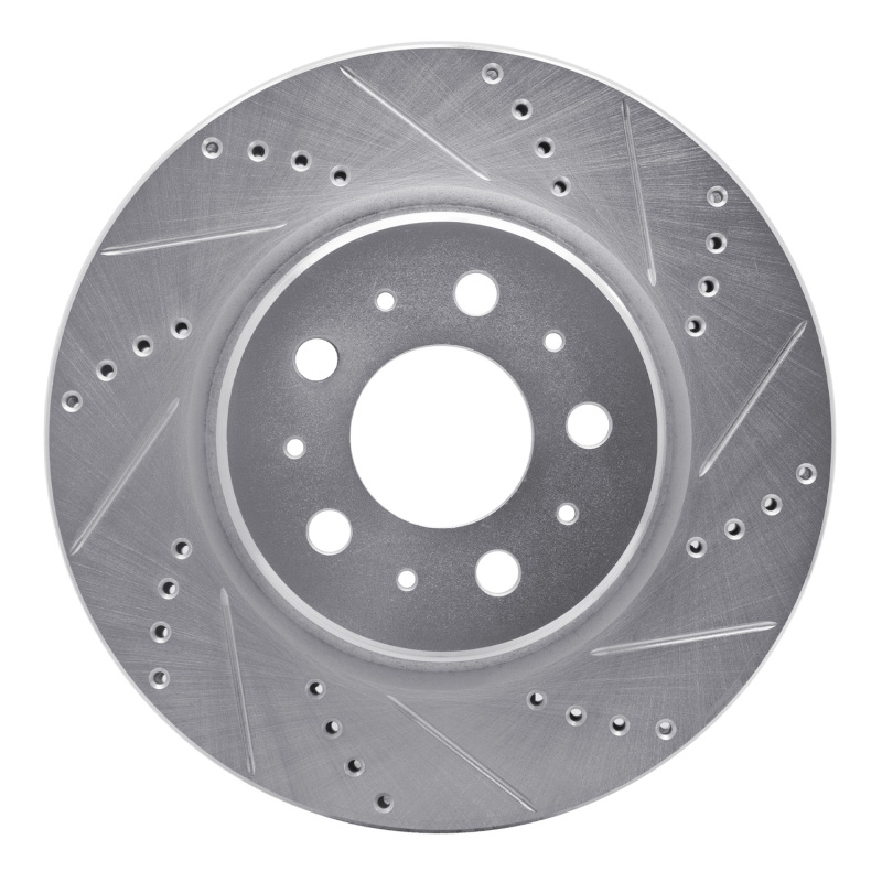R1 17-25 Tesla Model 3 Front Right Drilled & Slotted Silver Brake Rotor