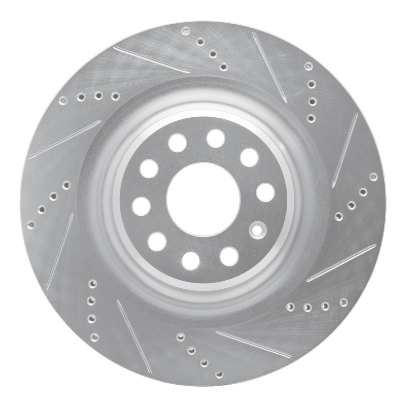 R1 12-21 Tesla Model S Rear Right Drilled & Slotted Silver Brake Rotor