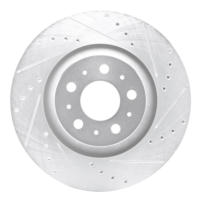 R1 20-25 Tesla Model Y Rear Right Drilled & Slotted Silver Brake Rotor