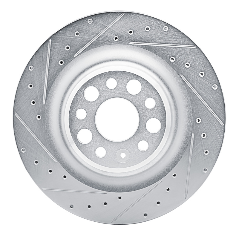 R1 21-25 Tesla Model S Rear Left Drilled & Slotted Silver Brake Rotor