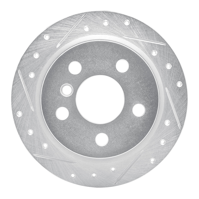 R1 14-24 Mini Cooper (Excl Clubman) Rear Left Drilled & Slotted Silver Brake Rotor