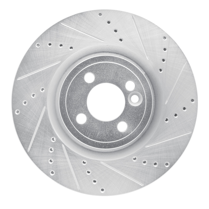 R1 13-13 Mini Cooper (Excl Clubman) Front Right Drilled & Slotted Silver Brake Rotor