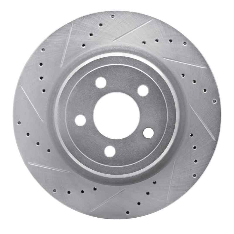 R1 06-23 Dodge Magnum Rear Left Drilled & Slotted Silver Brake Rotor