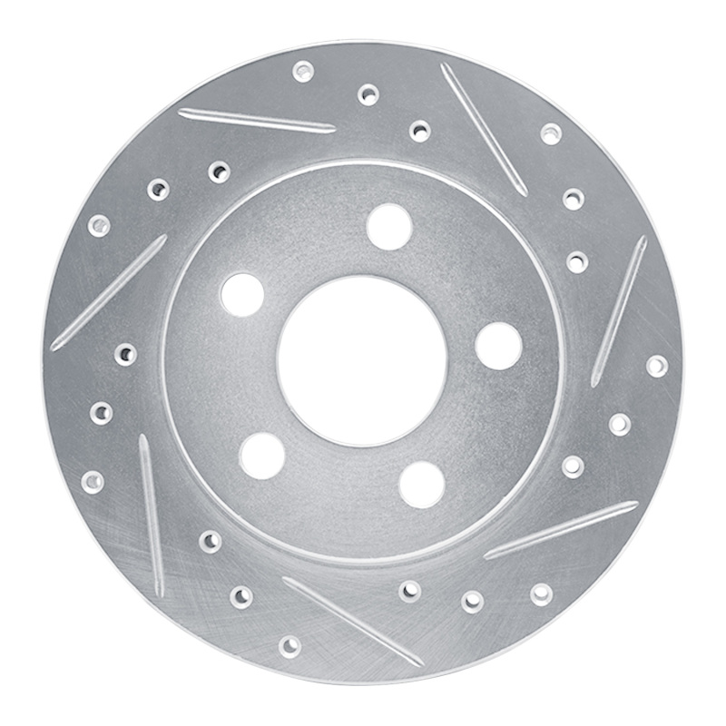 R1 85-89 Dodge ARIES Front Right Drilled & Slotted Silver Brake Rotor