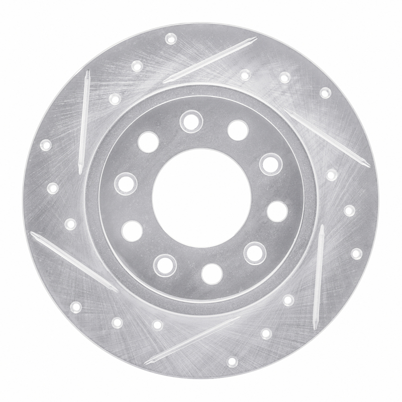R1 13-16 Dodge DART Rear Left Drilled & Slotted Silver Brake Rotor