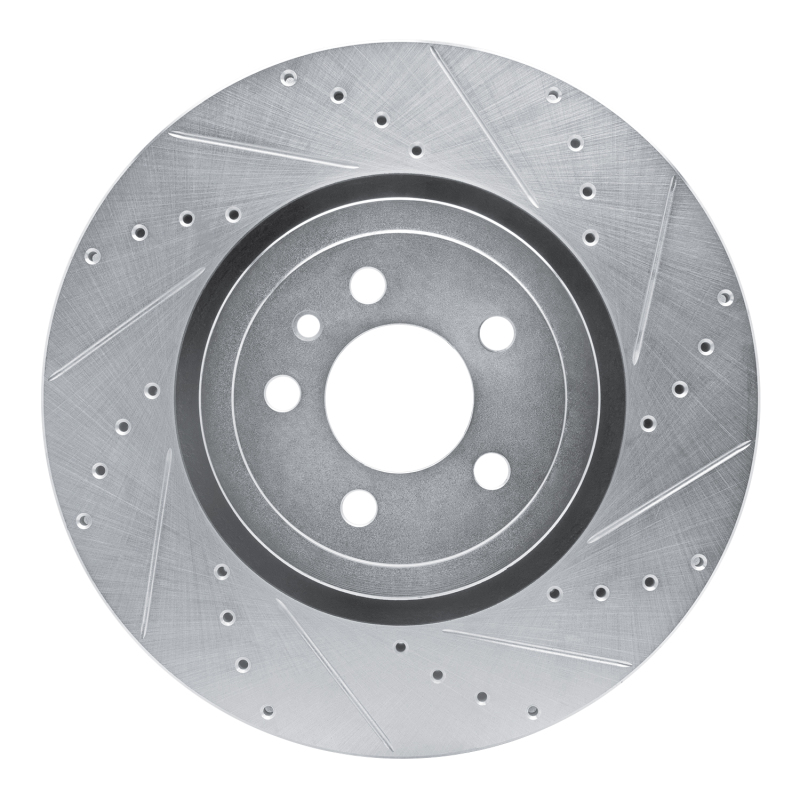 R1 14-23 Dodge Charger Front Right Drilled & Slotted Silver Brake Rotor