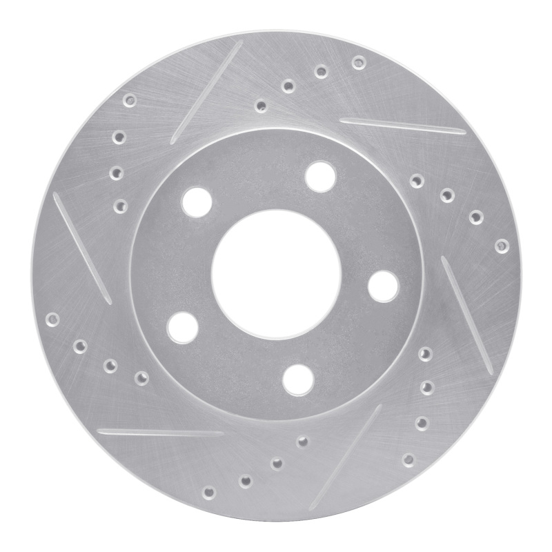 R1 87-90 Chrysler Town & Country Front Left Drilled & Slotted Silver Brake Rotor
