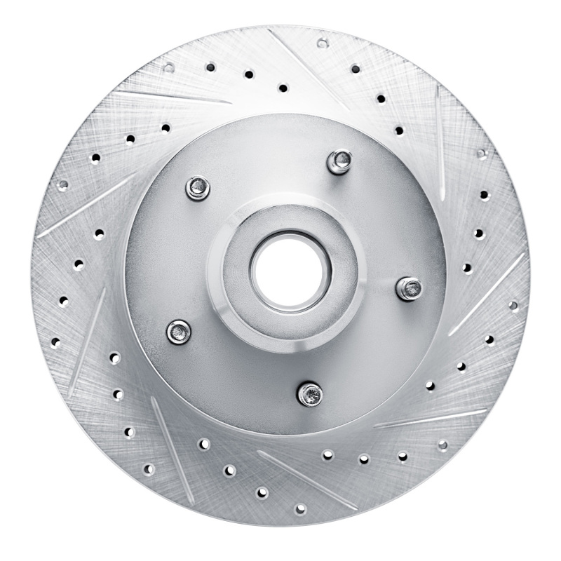 R1 94-02 Dodge B1500 Front Right Drilled & Slotted Silver Brake Rotor
