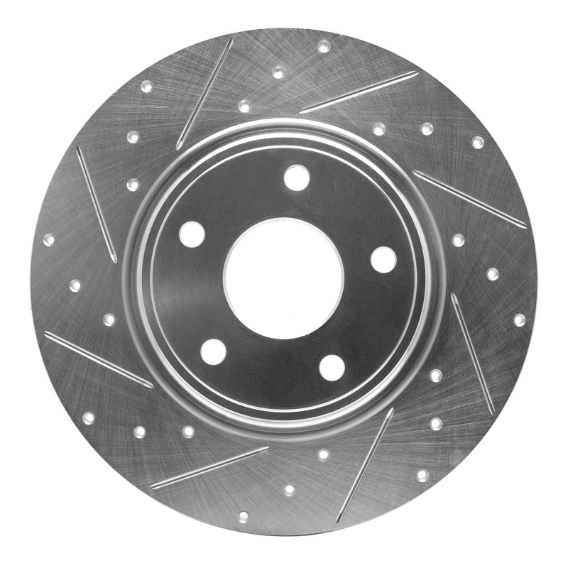 R1 12-20 Chrysler Town & Country Rear Left Drilled & Slotted Silver Brake Rotor