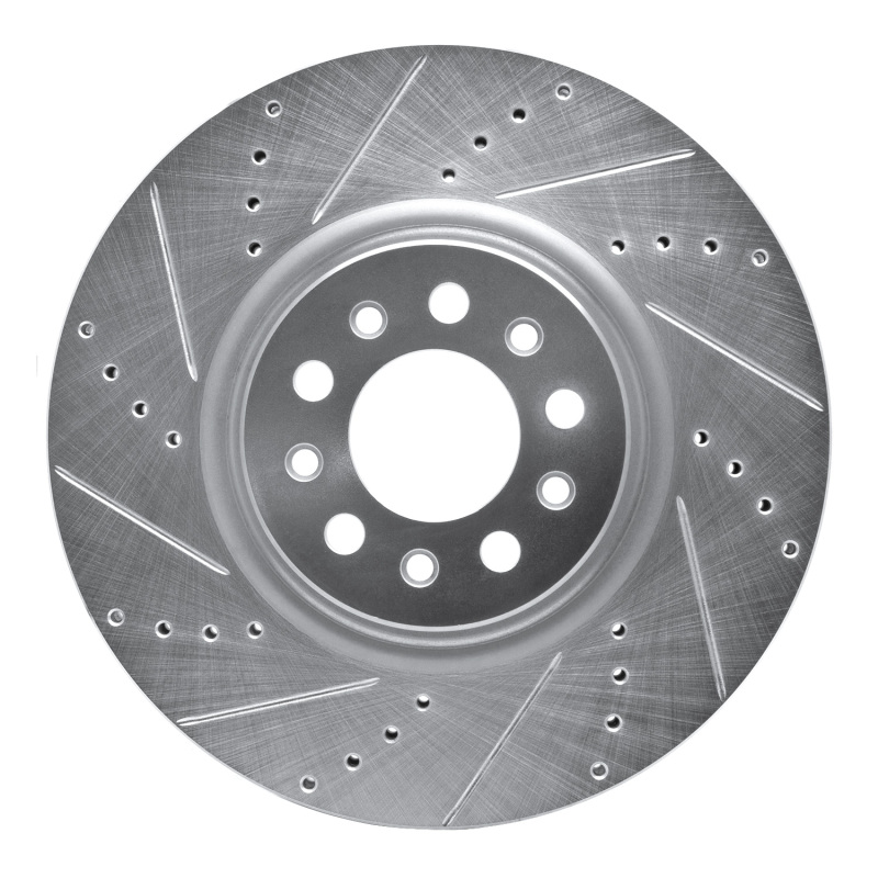 R1 14-25 Alfa Romeo Tonale Front Left Drilled & Slotted Silver Brake Rotor