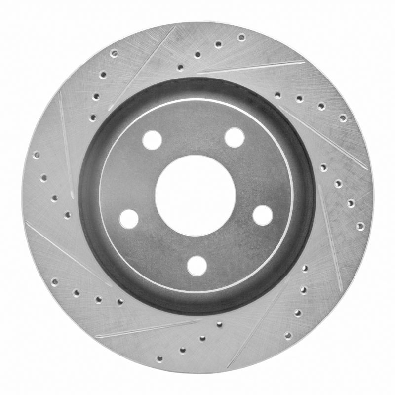 R1 12-18 Jeep Wrangler Front Left Drilled & Slotted Silver Brake Rotor