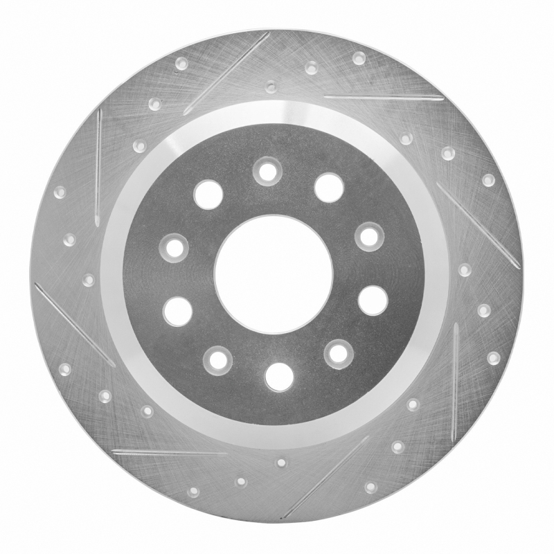 R1 18-25 Jeep Wrangler Rear Left Drilled & Slotted Silver Brake Rotor