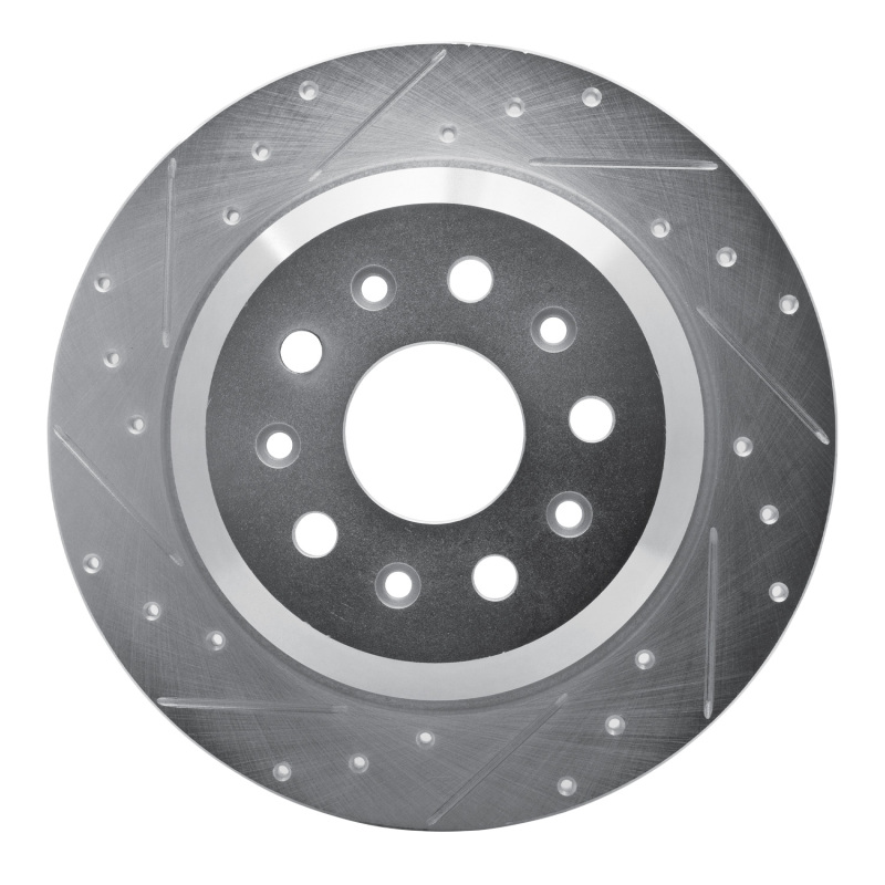 R1 18-25 Jeep Wrangler Rear Left Drilled & Slotted Silver Brake Rotor