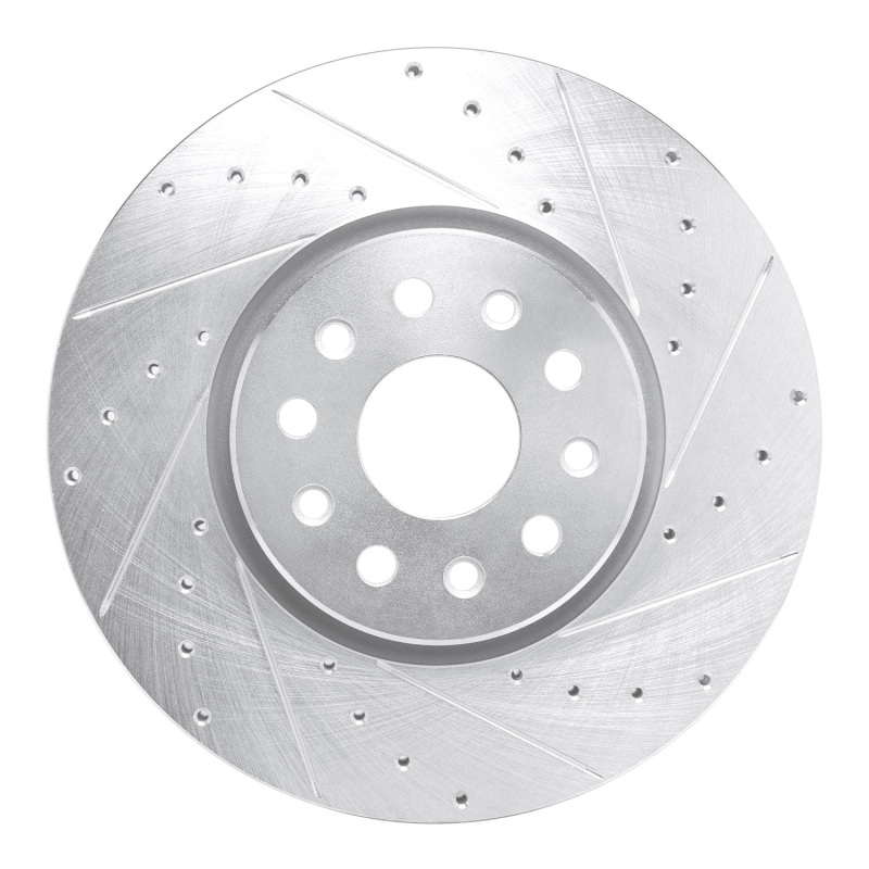 R1 21-25 Dodge Charger Daytona Front Right Drilled & Slotted Silver Brake Rotor