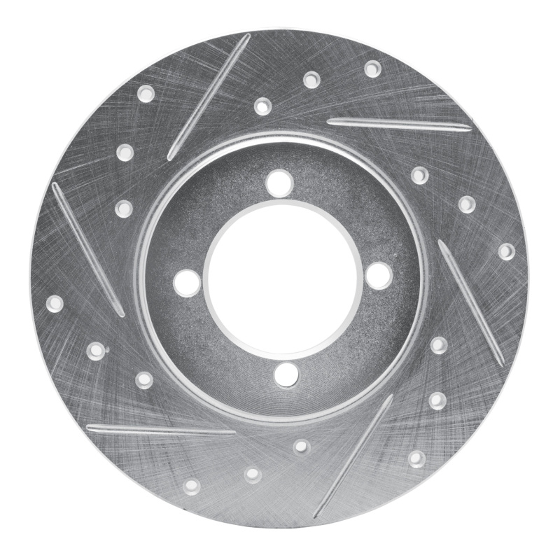 R1 74-87 Dodge COLT Front Left Drilled & Slotted Silver Brake Rotor
