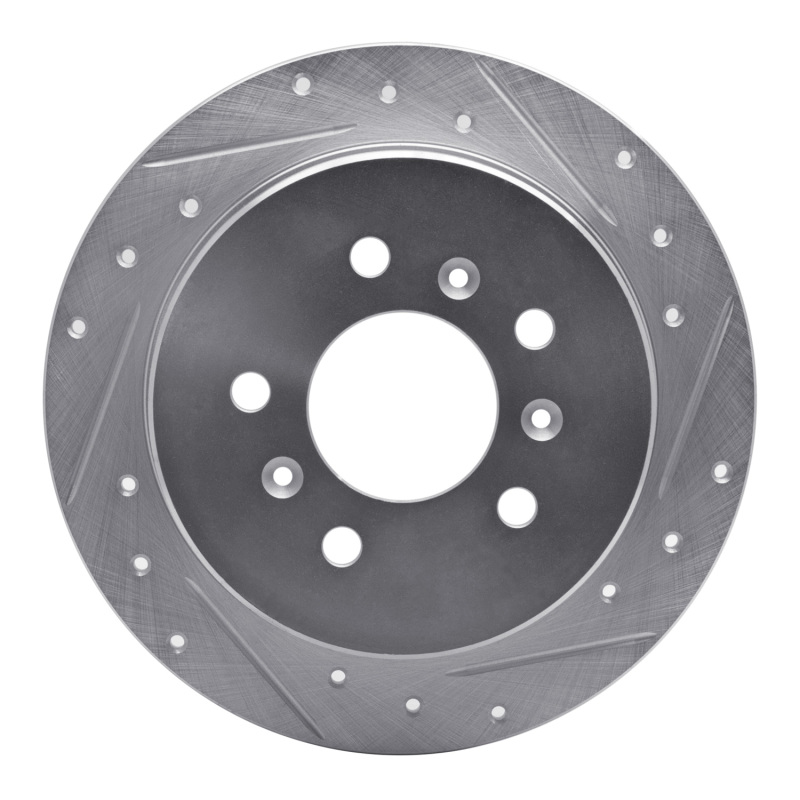 R1 06-10 Buick LaCrosse Rear Right Drilled & Slotted Silver Brake Rotor