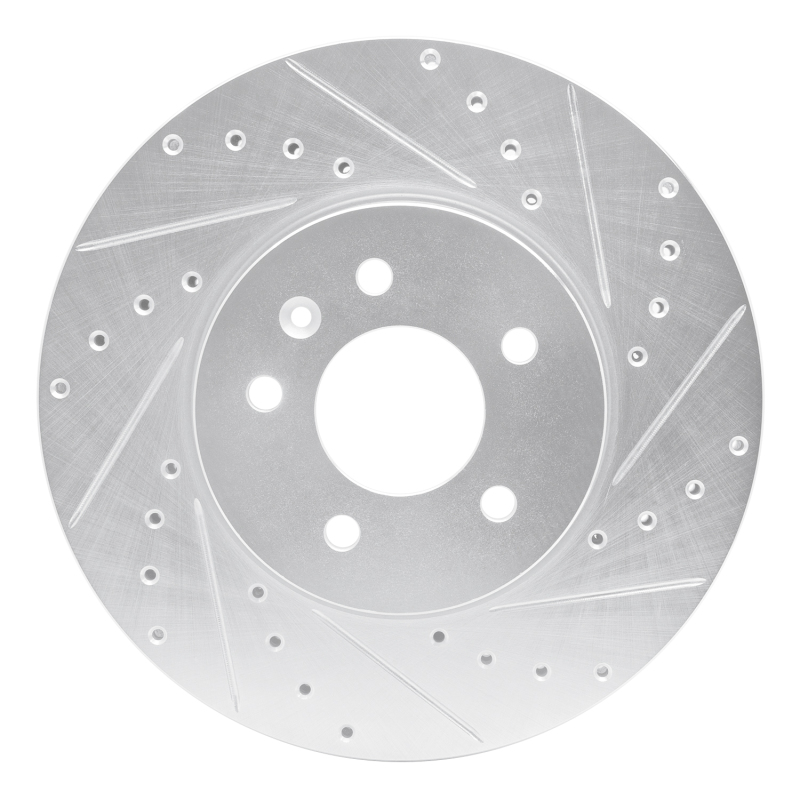 R1 13-25 Cadillac ATS Front Right Drilled & Slotted Silver Brake Rotor