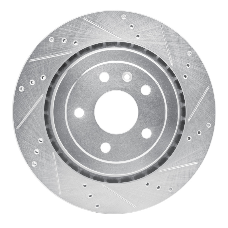 R1 14-19 Chevrolet Corvette Rear Right Drilled & Slotted Silver Brake Rotor