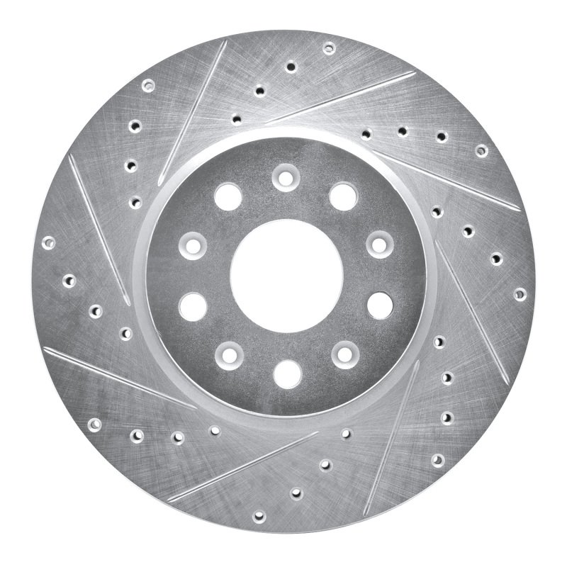 R1 16-25 Cadillac CT5 Front Left Drilled & Slotted Silver Brake Rotor