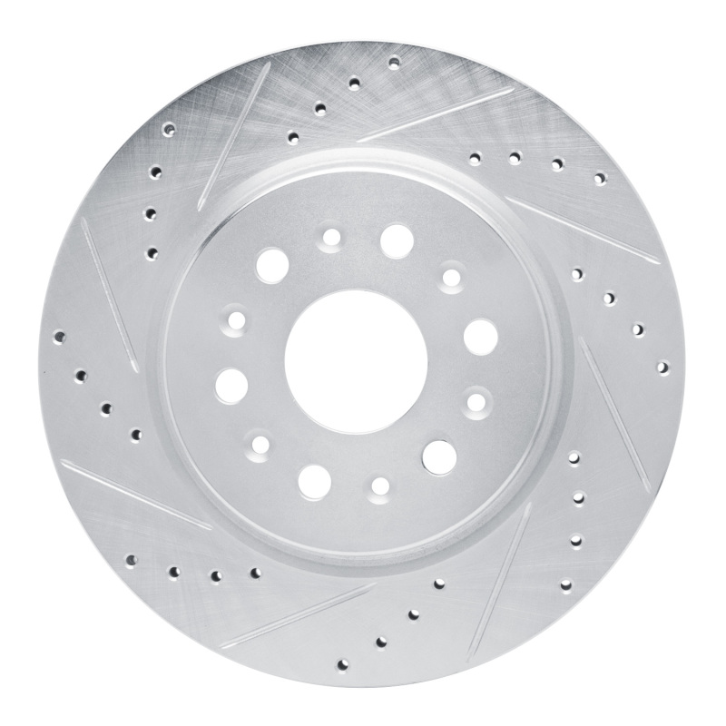 R1 17-25 Buick Enclave Rear Left Drilled & Slotted Silver Brake Rotor