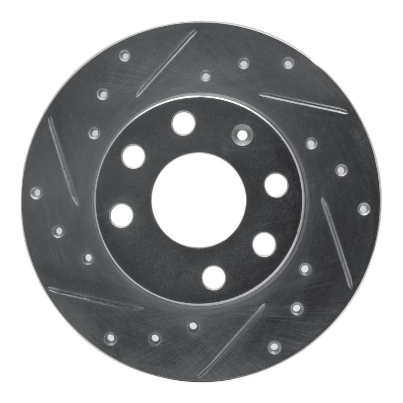 R1 88-89 Pontiac LeMans Front Left Drilled & Slotted Silver Brake Rotor