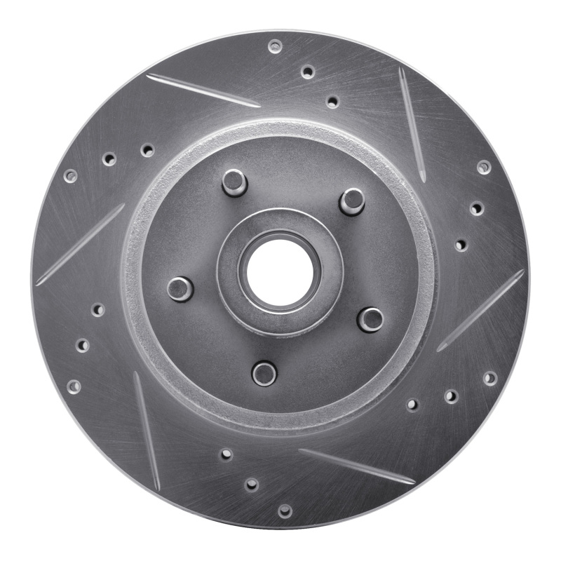 R1 70-72 Ford LTD Front Right Drilled & Slotted Silver Brake Rotor