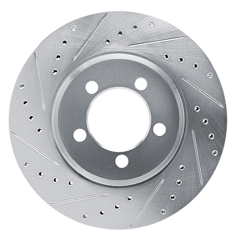 R1 65-66 Ford Custom 500 Front Left Drilled & Slotted Silver Brake Rotor