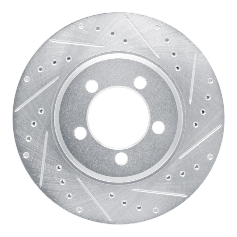 R1 65-66 Ford Country Squire Front Right Drilled & Slotted Silver Brake Rotor