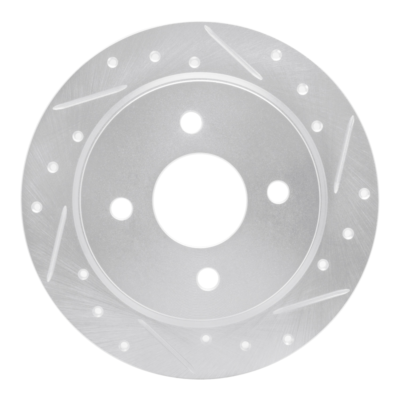 R1 01-19 Ford Fiesta (USA/Canada) Rear Right Drilled & Slotted Silver Brake Rotor