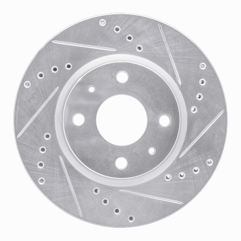R1 08-11 Ford Focus Front Right Drilled & Slotted Silver Brake Rotor
