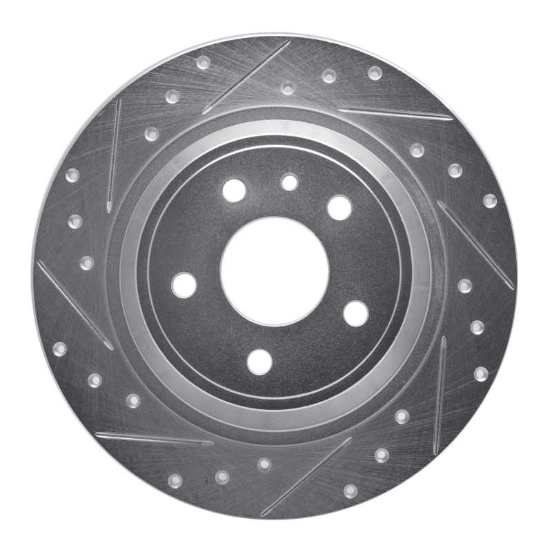 R1 13-20 Ford Fusion Rear Left Drilled & Slotted Silver Brake Rotor