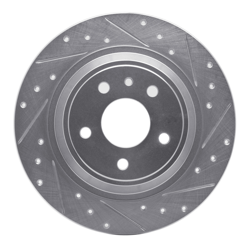 R1 13-20 Ford Fusion Rear Right Drilled & Slotted Silver Brake Rotor