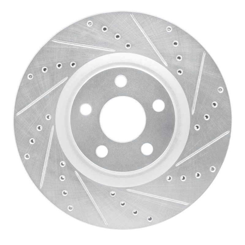R1 15-20 Ford Edge Front Right Drilled & Slotted Silver Brake Rotor