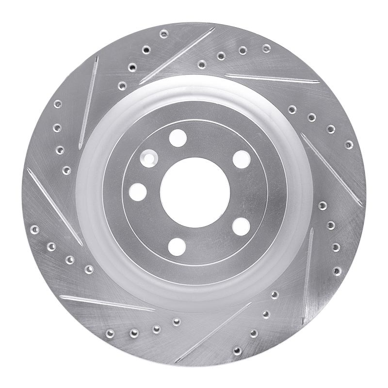 R1 13-19 Ford Police Interceptor Utility Front Left Drilled & Slotted Silver Brake Rotor