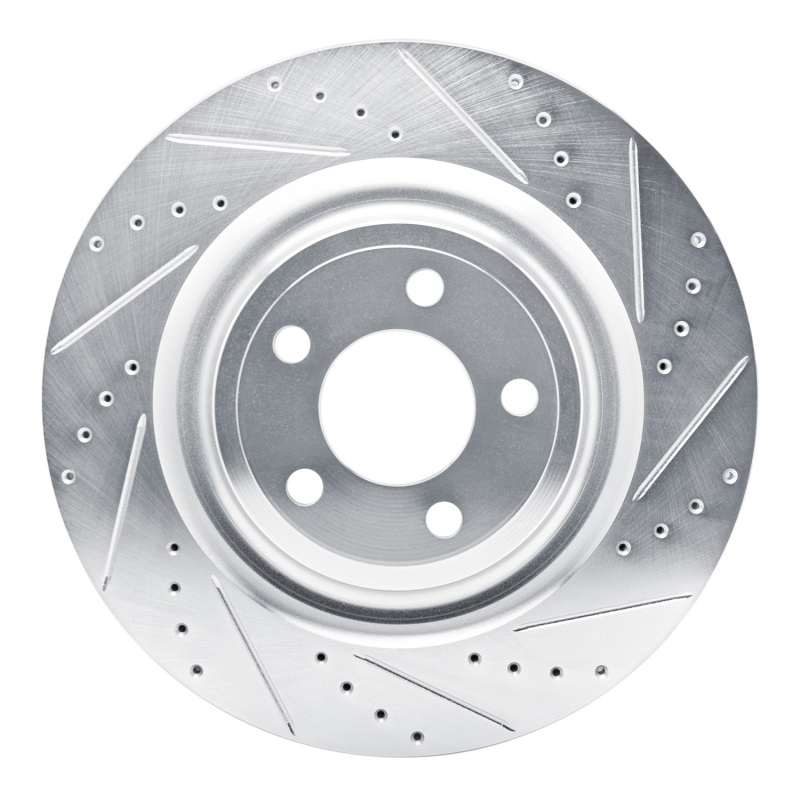 R1 20-25 Ford Explorer Rear Right Drilled & Slotted Silver Brake Rotor