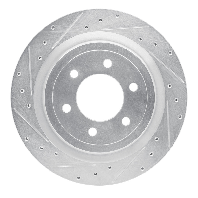 R1 21-25 Ford F-150 4WD Rear Left Drilled & Slotted Silver Brake Rotor