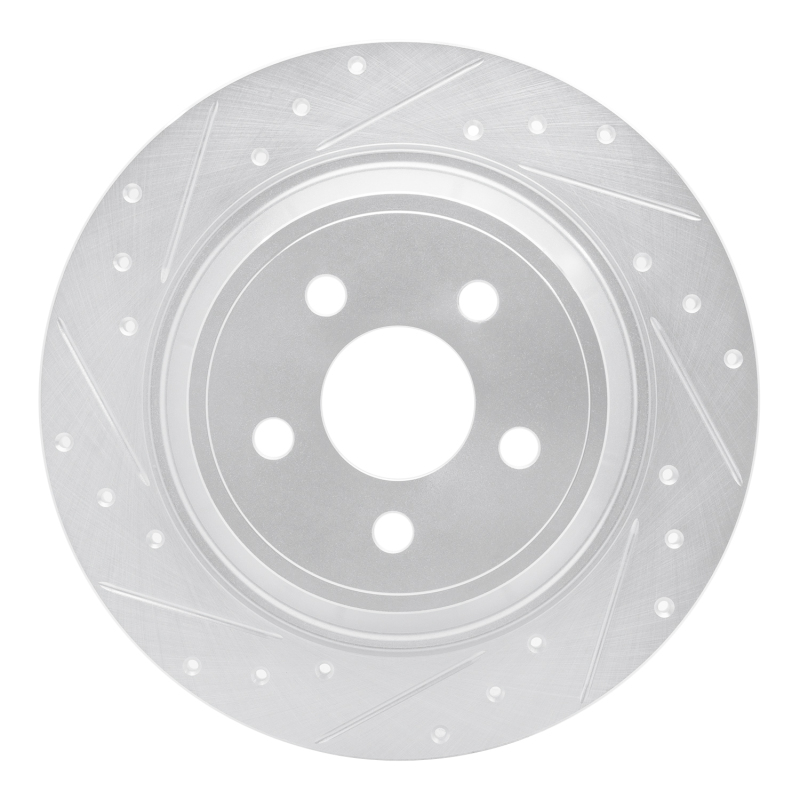 R1 15-24 Ford Edge Rear Left Drilled & Slotted Silver Brake Rotor