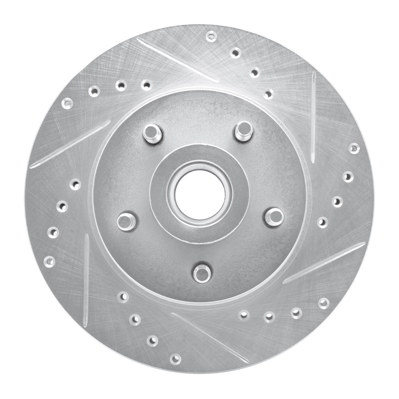 R1 79-91 Ford LTD Crown Victoria Front Right Drilled & Slotted Silver Brake Rotor