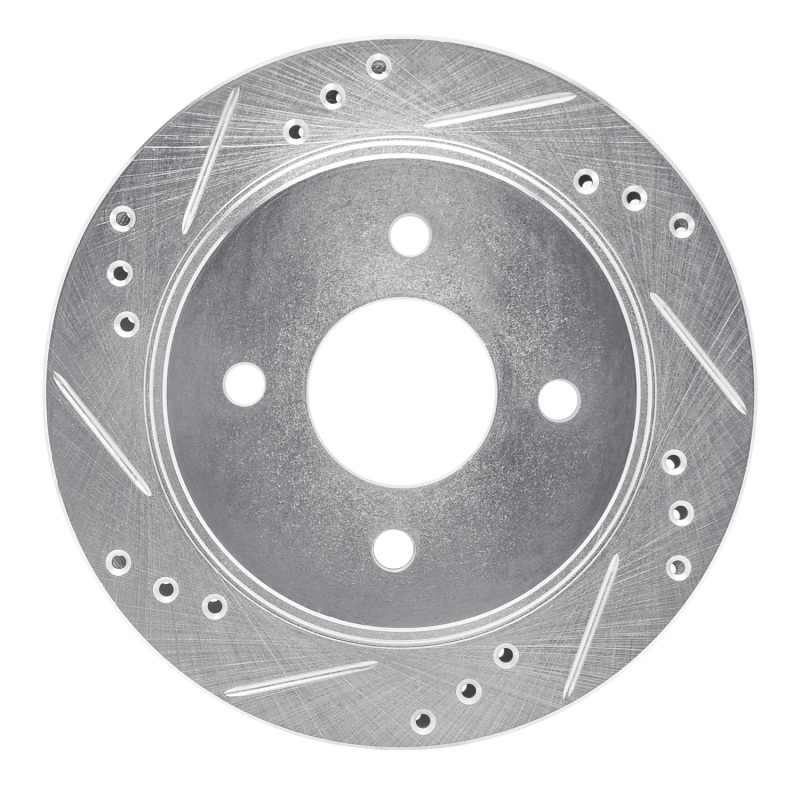 R1 95-04 Ford CONTOUR Rear Left Drilled & Slotted Silver Brake Rotor