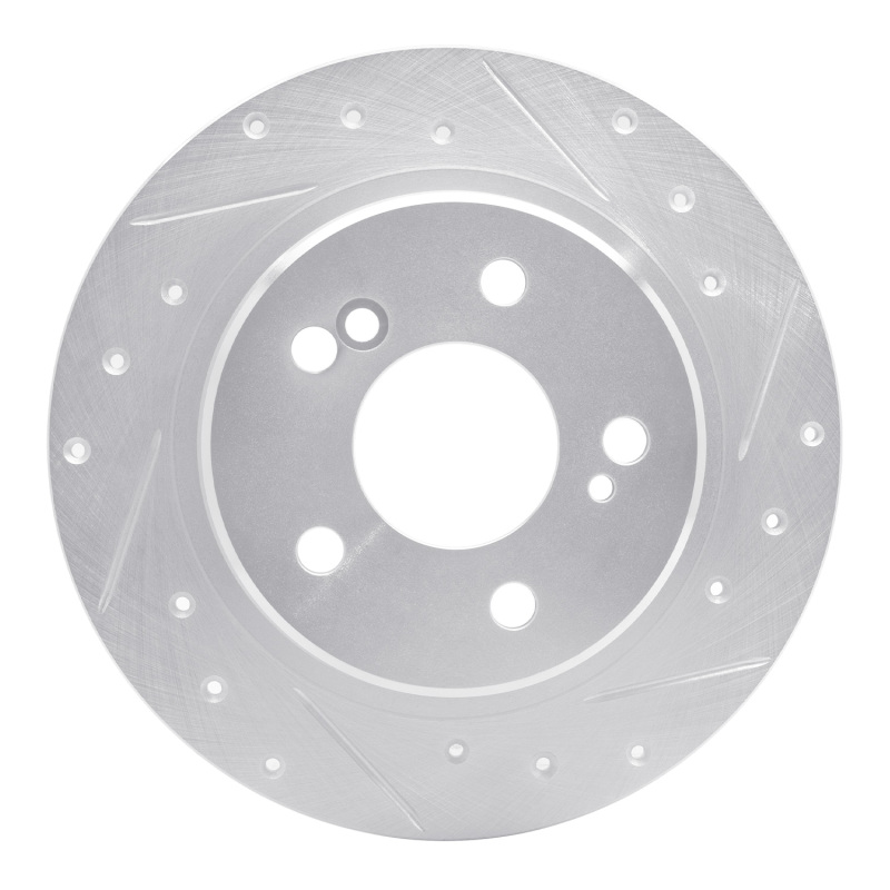 R1 90-95 Mercedes-Benz SL500 Rear Right Drilled & Slotted Silver Brake Rotor