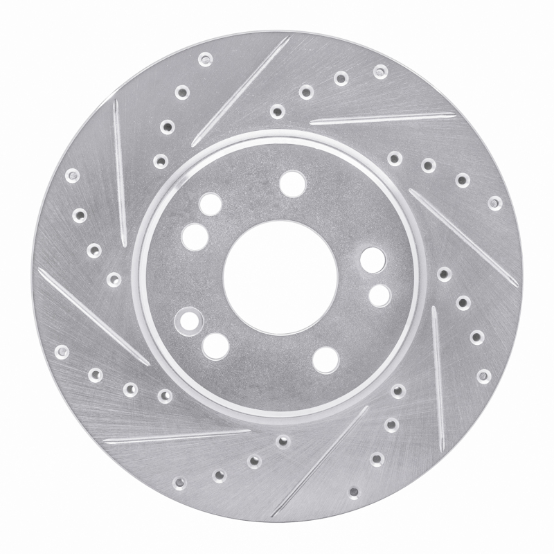 R1 90-98 Mercedes-Benz SL500 Front Left Drilled & Slotted Silver Brake Rotor