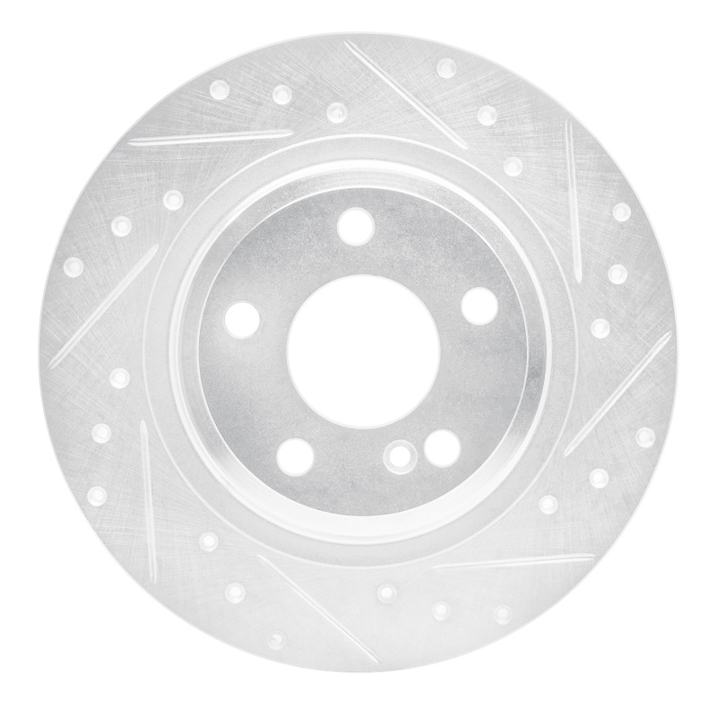 R1 12-20 Mercedes-Benz SLK250 Rear Right Drilled & Slotted Silver Brake Rotor