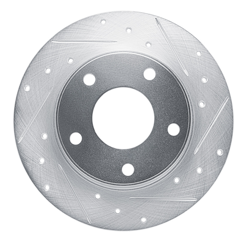 R1 20-25 Nissan SENTRA Rear Right Drilled & Slotted Silver Brake Rotor