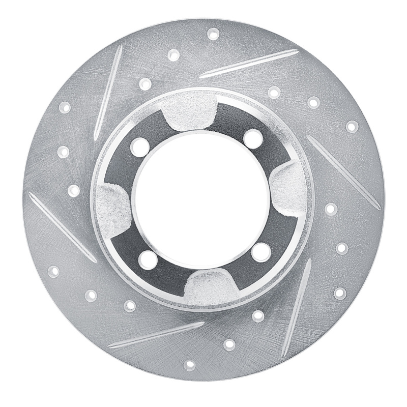 R1 85-91 Dodge COLT Front Left Drilled & Slotted Silver Brake Rotor