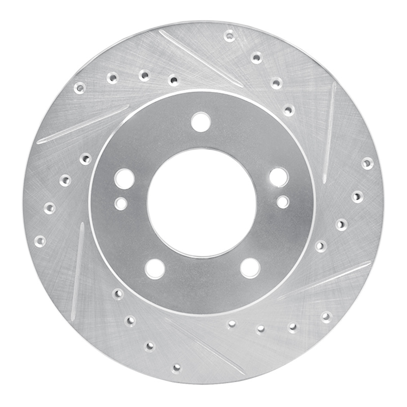 R1 83-89 Chrysler Conquest Front Right Drilled & Slotted Silver Brake Rotor