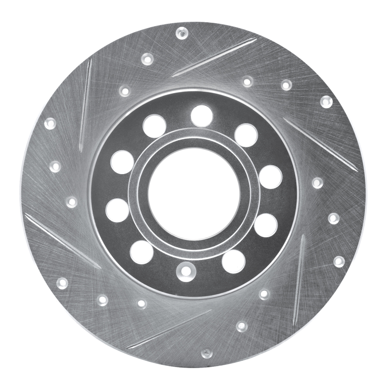 R1 05-13 Audi A3 Rear Left Drilled & Slotted Silver Brake Rotor